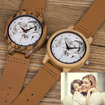 Индивидуални дървени часовници с UV-печат, с часовник за любителите на творческата личност, циферблат BOBO BIRD, подарък за семеен приятел, директна доставка