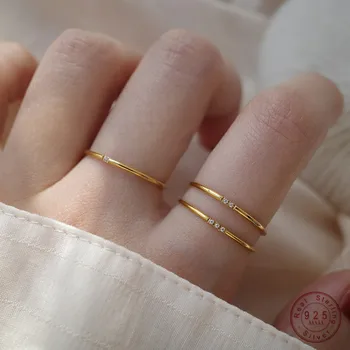 Инкрустированное цирконии прост пръстен от сребро 925 проба с глоба обиколката за жени, момичета, нова тенденция, бижута подарък