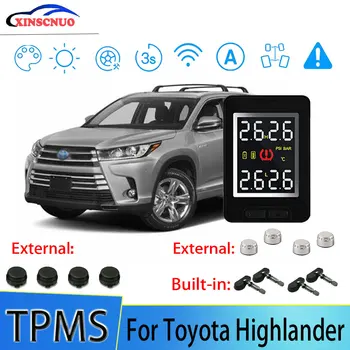 Интелигентна Автомобилна Система за Контрол на Налягането в Гумите TPMS За Toyota Highlander С 4 Безжични Сензори Аларма LCD Дисплей ГУМИТЕ Монитор