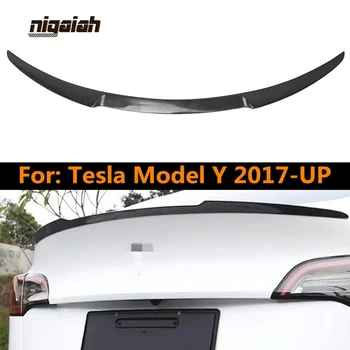 Истински лъскаво черен спойлер за Tesla, модел Y Оригинален модел Заден спойлер 2017 2018 2019 2020 багажника на колата спойлер на багажника
