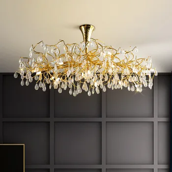 Италиански лампа луксозен кристален полилей просто креативна хол с трапезария и лампа индивидуалност спалня модел стайни лампи