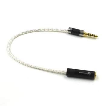 Кабел HiFi 7N OCC сребрист цвят 4,4 мм, балансиран адаптер за слушалки, аудио кабел 4,4 мм за мъже и 3,5 мм за жени