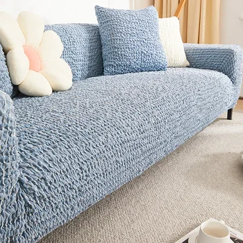 Калъф за дивана HGX-крепон на ивици за всекидневната, еластичен калъф за домашно количка, чанта за ъглов диван, 1, 2, 3, 4, 5 Седалка