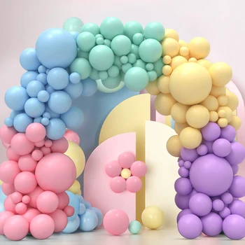 Комплект арка с венец от балони в пастелни цветове, тестени изделия от разнообразни цветове на дъгата, балон за рожден ден, сватба, детски душ, празнични аксесоари