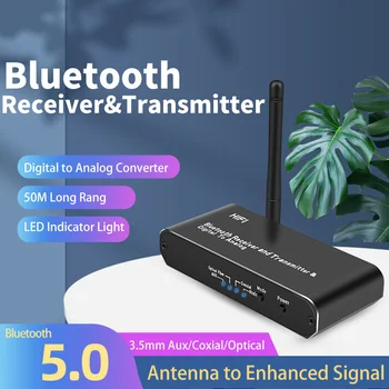 КПР Bluetooth-съвместим приемник и предавател Сосиал/оптичен цифров аудио аналогов 3.5 мм Aux вход RCA адаптер преобразувател
