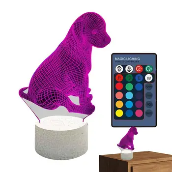 Лампа за Кучета, 3D Илюзия Дистанционно Управление, Сензорен Лампа, USB-Презареждане, Настолна Лампа За Украса на Помещения, Седем Цвята, Светлина За Живота