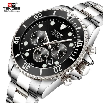 Марка TEVISE, мъжки кварцови часовници, мъжки часовници, най-добрата марка луксозни часовници, спортни часовници е от неръждаема стомана, мъжки ръчен часовник Relogio Masculino