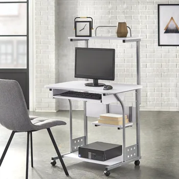 Мобилен компютър часа бюро с рафтове за съхранение, тава за клавиатурата, домашен офис