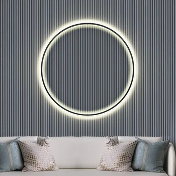 Модерен led декор, монтиран на стената лампа, изчистен кръг, с монтиран на стената лампа, на фона на панела за всекидневната, декоративни панели за спални, вътрешно осветление