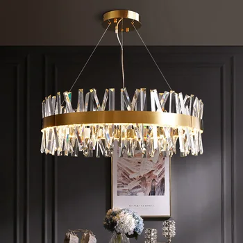 Модерен кристална окачен лампа, led полилей за помещения, луксозно декоративно осветление за кухня, трапезария, хол, спалня