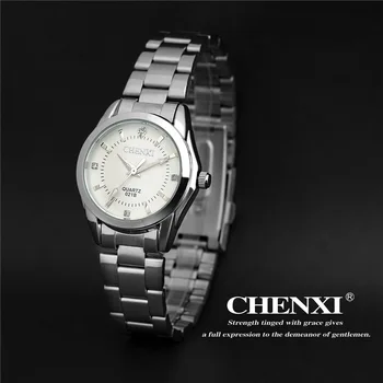 Модерен часовник Chenxi за двойки, реколта мъжки женски бизнес ръчен часовник, аналогов кварцов часовник с каишка от неръждаема стомана, подарък