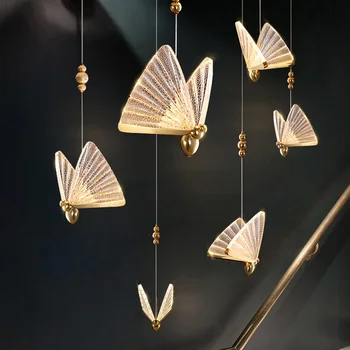 Модерните висящи лампи Творчески led окачен лампа с пеперуда за дневна, стълбище, кухня, окачен лампа, бар, осветителни тела за дома