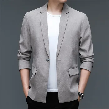 Мъжки бизнес яке, ежедневни вельветовые палто на една пуговице, 2023, проста модни дрехи за мъже, офис на горно облекло, мъжки якета, потници