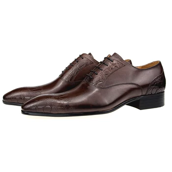 Мъжки ежедневни обувки в британския стил, бизнес официалната кожени обувки, Zapatos, oxfords, обувки в стил дерби, мъжки ежедневни офис сватбени обувки с остри пръсти, новост