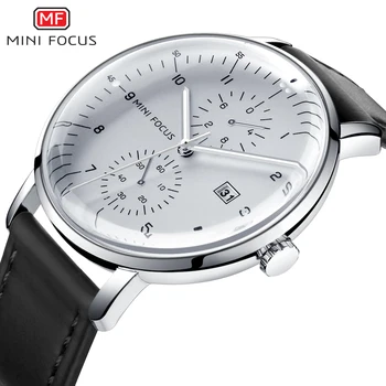 Мъжки часовник MINI FOCUS, най-добрата марка за луксозни кварцови часовници, мъжки ежедневни модерен мъжки часовник от естествена кожа, нови водоустойчиви часовници