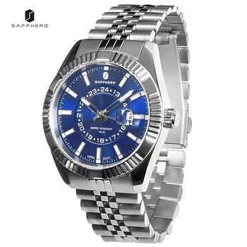 Мъжки часовник SAPPHERO с кварцов механизъм, 100 м Водоустойчивост на часовника от неръждаема стомана Прости класически модерни мъжки ръчни часовници. премиум-клас