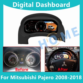 На цифровия панел на арматурното табло Виртуална таблото в кабината на измерване на скоростта, с LCD екран за Mitsubishi Pajero 2008-2018