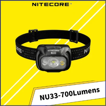 Налобный фенер NITECORE NU33 капацитет 700 лумена с троен изход USB-C, Акумулаторна Вградена батерия с капацитет 2000 mah, Бяла светлина, + Червена светлина