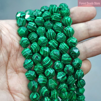 Нарязани зелени дантелени малахитовые подпори, мъниста, перли, естествени камъни за бижута, амулети 