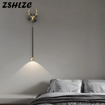 Нов модерен led монтиран на стената лампа, изцяло меден, черен и златен, стенни осветителни тела за хол, нощни осветителни тела за спалнята, стенни аплици за преминаване на