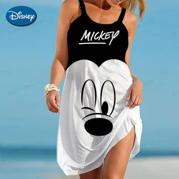 Нова лятна дамска риза Disney с Мики и Мини маус, бански, плажна рокля, модерни премяна, темперамент, сексуална дышащее рокля на бретелях
