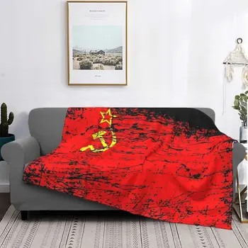 Одеяло с флага на Съветския Съюз, СССР, Русия, фланелевый текстилен интериор, комунистическа социалистическа меко тънката покривка за домашно мека мебел, покривки