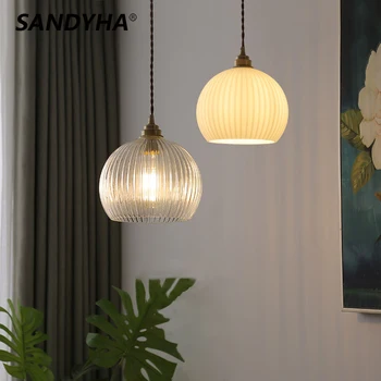 Окачен лампа SANDYHA с обикновен стъклен абажуром, малък полилей, led лампа за дневна, столова, домашен интериор, лампа за осветление на помещения