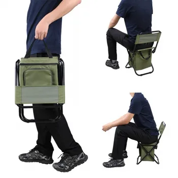 Портативен сгъваем стол за лед на открито с чанта за съхранение и функция за изолация на облегалката, 3-в-1, стол за почивка, къмпинг, риболов