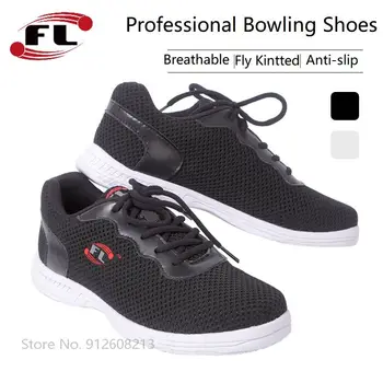 Професионална лека обувки за боулинг, дишащи обувки за боулинг Fly Kintted, мъжки и дамски маратонки на не-хлъзгава подметка, размер 35-46