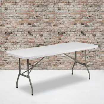 Сгъваема маса Flash Furniture от гранитния бяла пластмаса с дължина 6 метра