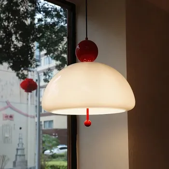 Скандинавски led окачен лампа от грибовидного стъкло, вътрешно осветление, нощно шкафче за спалня, хол, трапезария, декорация, естетика, осветителни тела