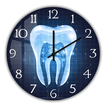 Стенен часовник с анатомията на зъбите за стоматологична клиника, подарък зъболекар, медицински произведение на изкуството, модерен дизайн, часовници за домашен интериор, стенни часовници