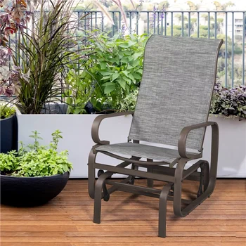 Стол-планер за верандата от плат SmileMart и стомана за външно градина, тераса, сив набор от столове, за градински мебели на открито