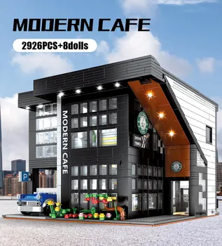 Съвременен Модел на Кафене Градска Архитектура, Гледка към Улицата градивните елементи на Кафе Строителен Набор от Moc Тухли САМ Събрани Играчки Подарък