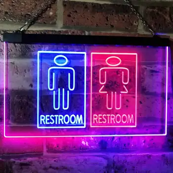 Тоалетна за мъже и жени, тоалетна за момчета и момичета, двуцветен led неонова реклама