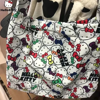 Чанти Sanrio Здравейте Кити в стил Харадзюку, чанти-незабавни посланици голям капацитет, студентски чанта, скъпа чанта, дамска тънка холщовая чанта, нов модерен дизайн