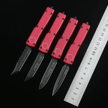 ЧЕРВЕН Нож Micro X70 OTF Tech Knife Hellhound Knives D2 Blade6061-T6 От въздухоплавателни средства, Алуминиева Сплав, Трапезария с Кухненски Нож