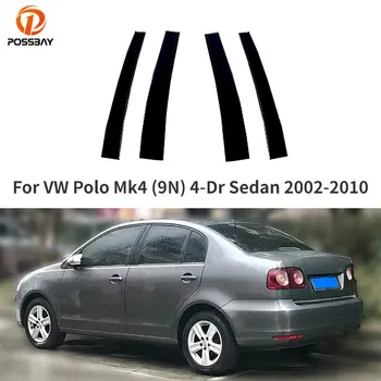Черна прозорец врата колона, тампон на багажник, багажник B C за Volkswagen Polo Mk4 (9N), 4-врати седан 2002-2010, декоративни стикери