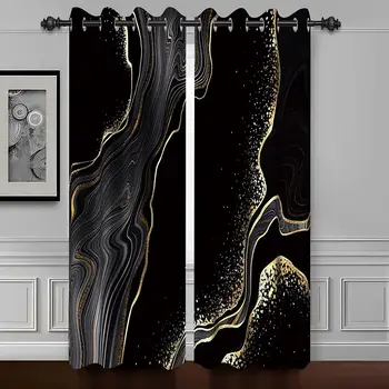Черни текстурные мраморни алуминиева дограма, пердета за хола, луксозни спални, художествени течаща черни завеси от златист мрамор на прозорците