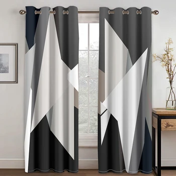 Черно-Бели Прозорци Завеси С сенника от 2 части, Съвременни Модни Пердета За Хола, Работа с Прозорци Спални